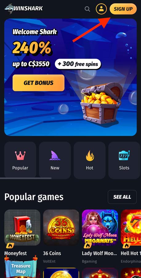 WinShark Casino Sign-up